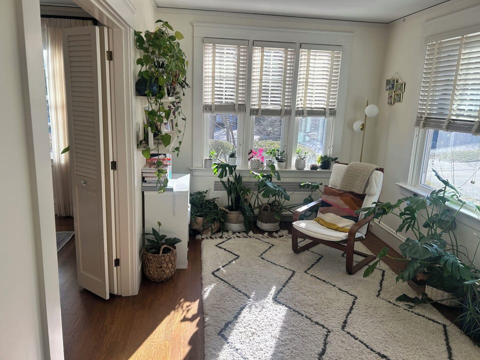 Sunroom with pullout couch and double doors that can be closed for privacy
