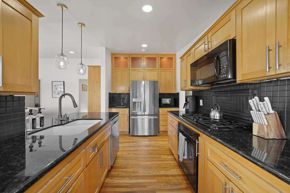 Open kitchen with ample counter space