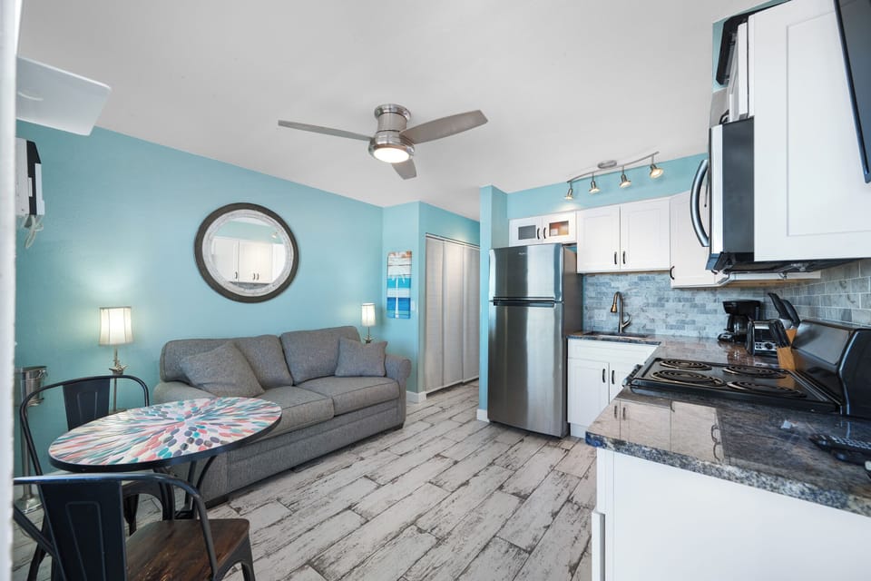 Open living area with a coastal flare