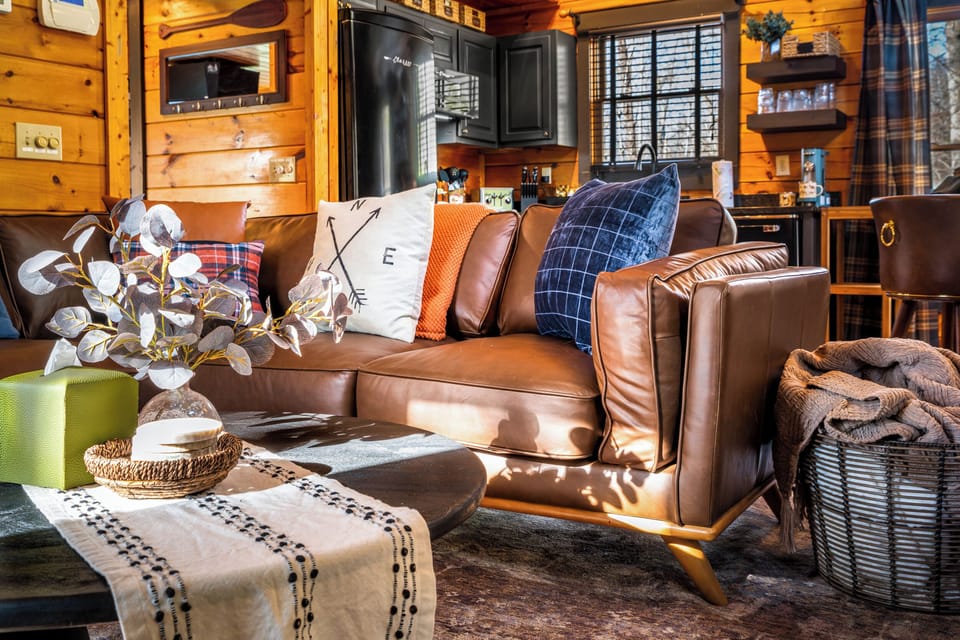 Brand new leather sectional, grab a blanket and turn on something good!