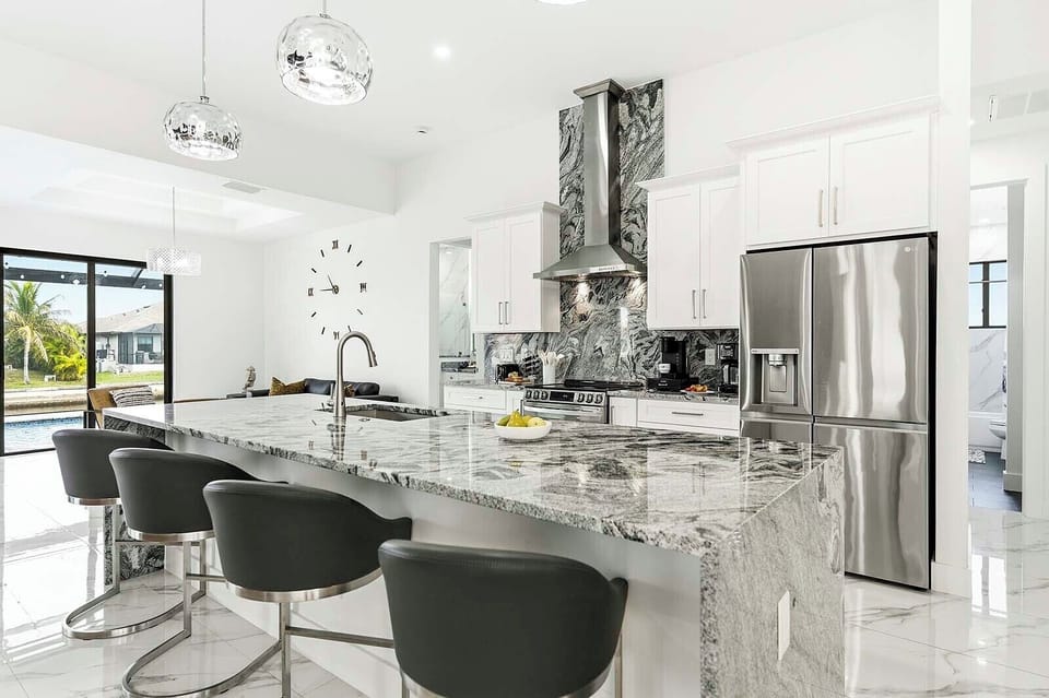Open Kitchen and Waterfall Island for Extra Seating