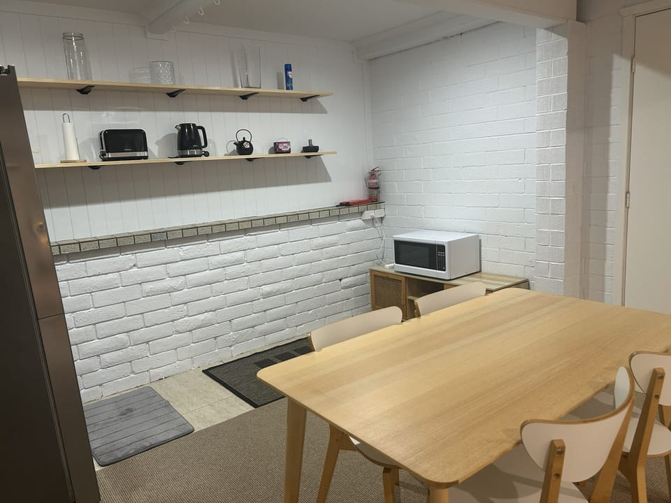 Microwave, toaster, kettle