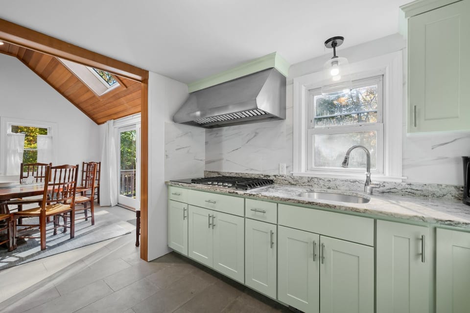 Kitchen with stainless steel appliances