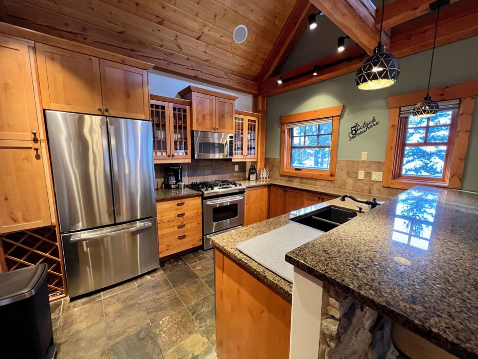 Fully stocked kitchen.