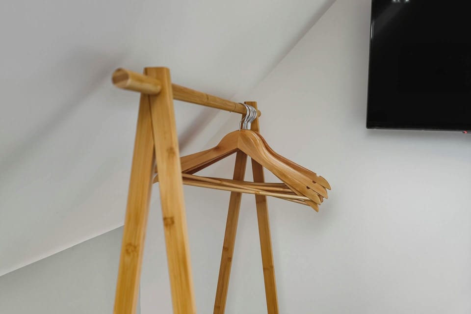 Hangers provided and clothes rack