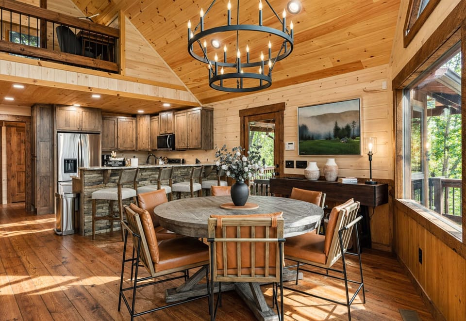 Charcuterie boards, coffee refills, and sunset dinners. This is luxury cabin living done right.