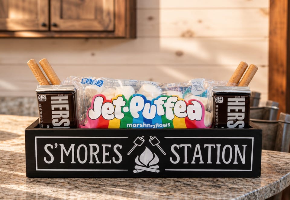 Every luxury cabin getaway deserves a little campfire sweetness... s’mores station ready!
