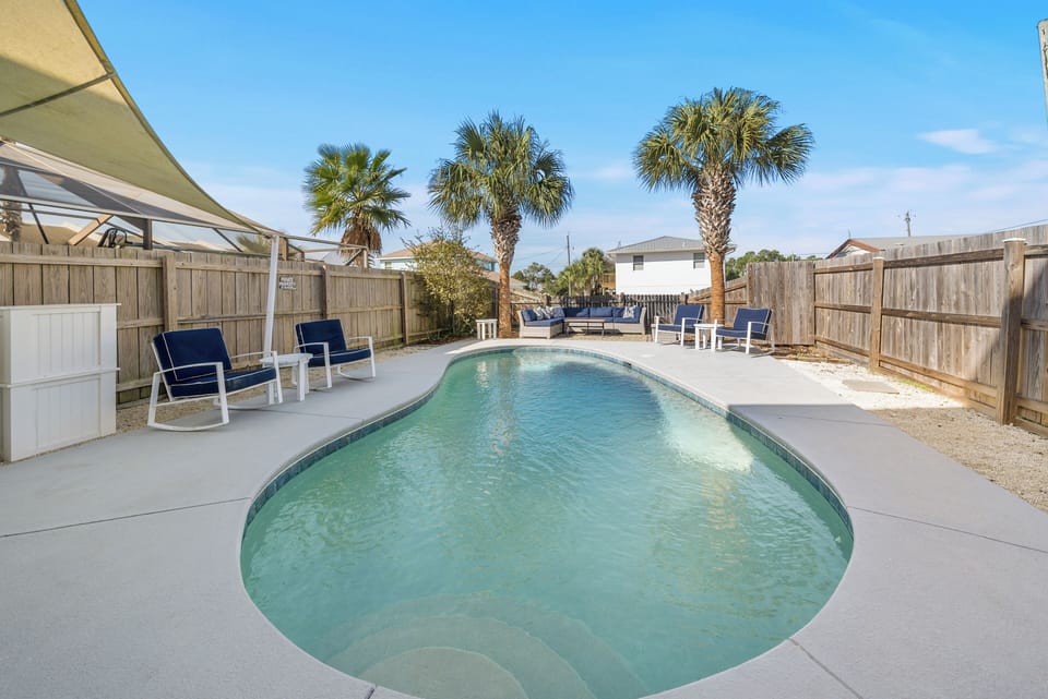Optionally heated outdoor private pool and fenced in backyard