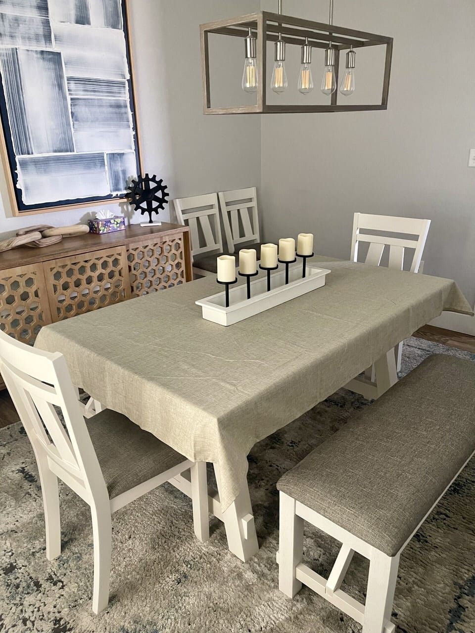 Beautiful Dining Room with extendable table seats 8-10