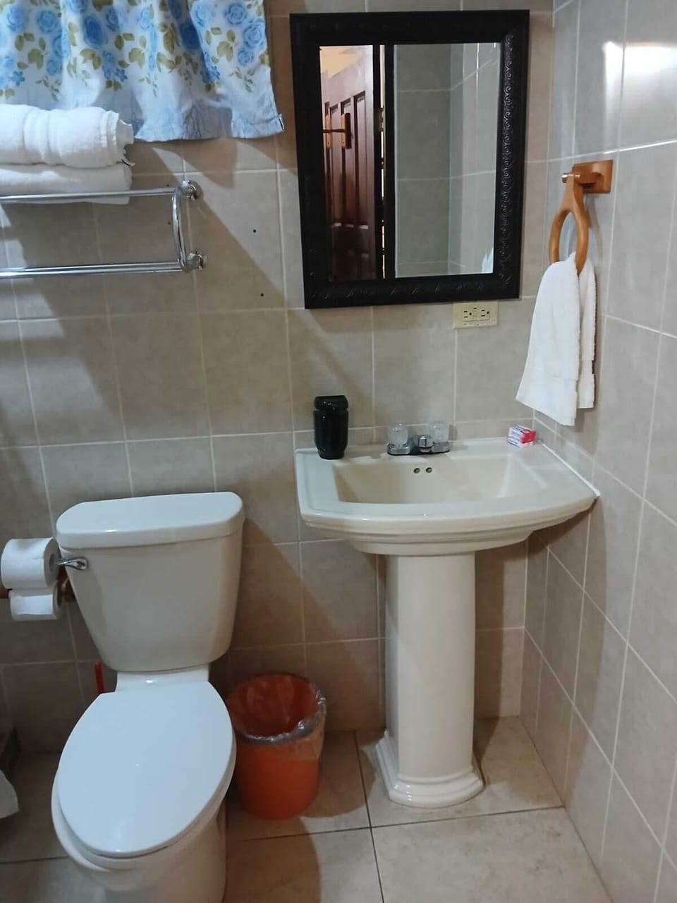 Shower, towels, toilet paper