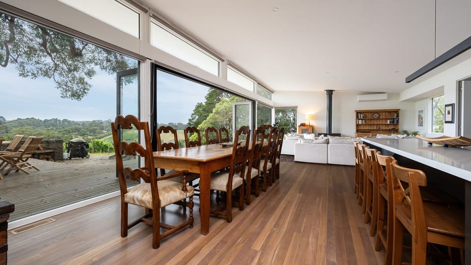 Dining area with fold out doors to bring the outdoors in 