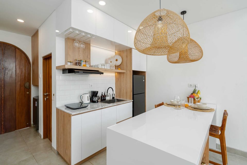 Basic Villa | Private kitchen | Fridge, microwave, stovetop, electric kettle