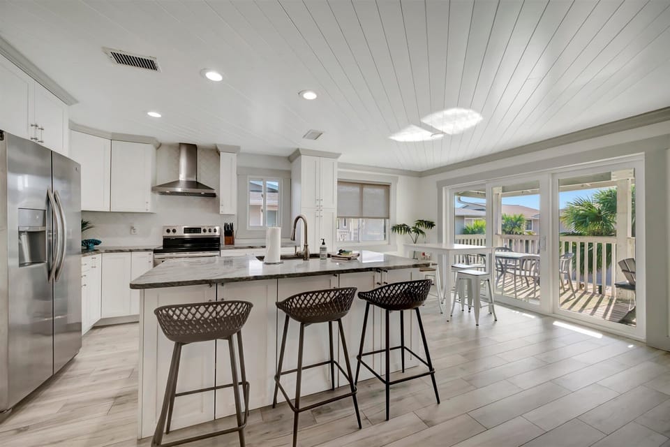 Modern kitchen island with bar seating