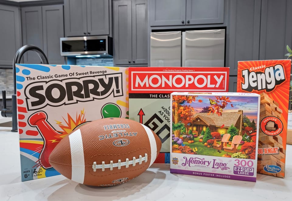 Game night is always a great idea with classic favorites ready to go, making it easy to unplug and enjoy time together.
