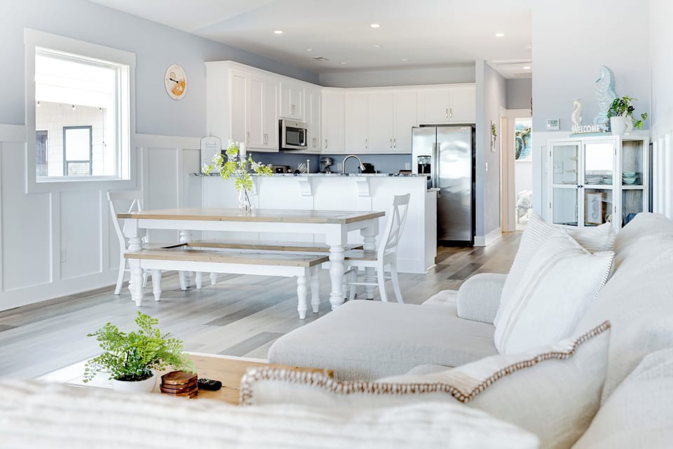 Viewing into the bright, open kitchen and dining area—perfect for shared meals and slow mornings