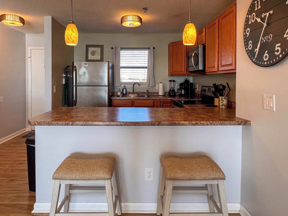 Kitchen with stainless steel appliances
