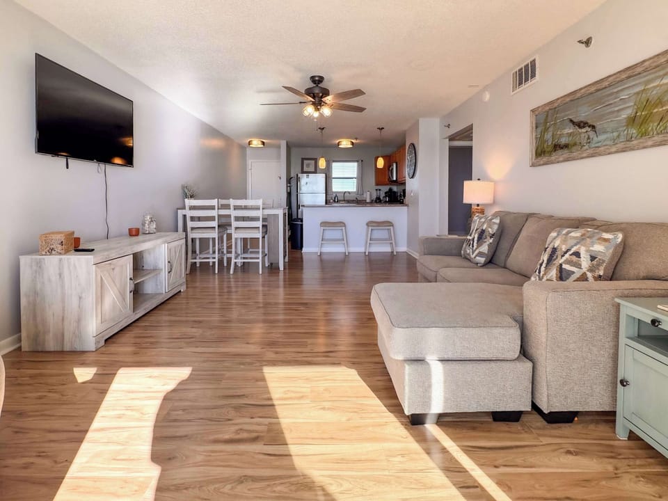 Open floor plan living-dining-kitchen