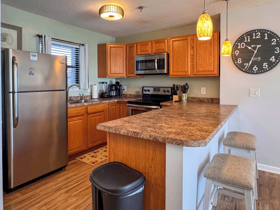 Kitchen with stainless steel appliances