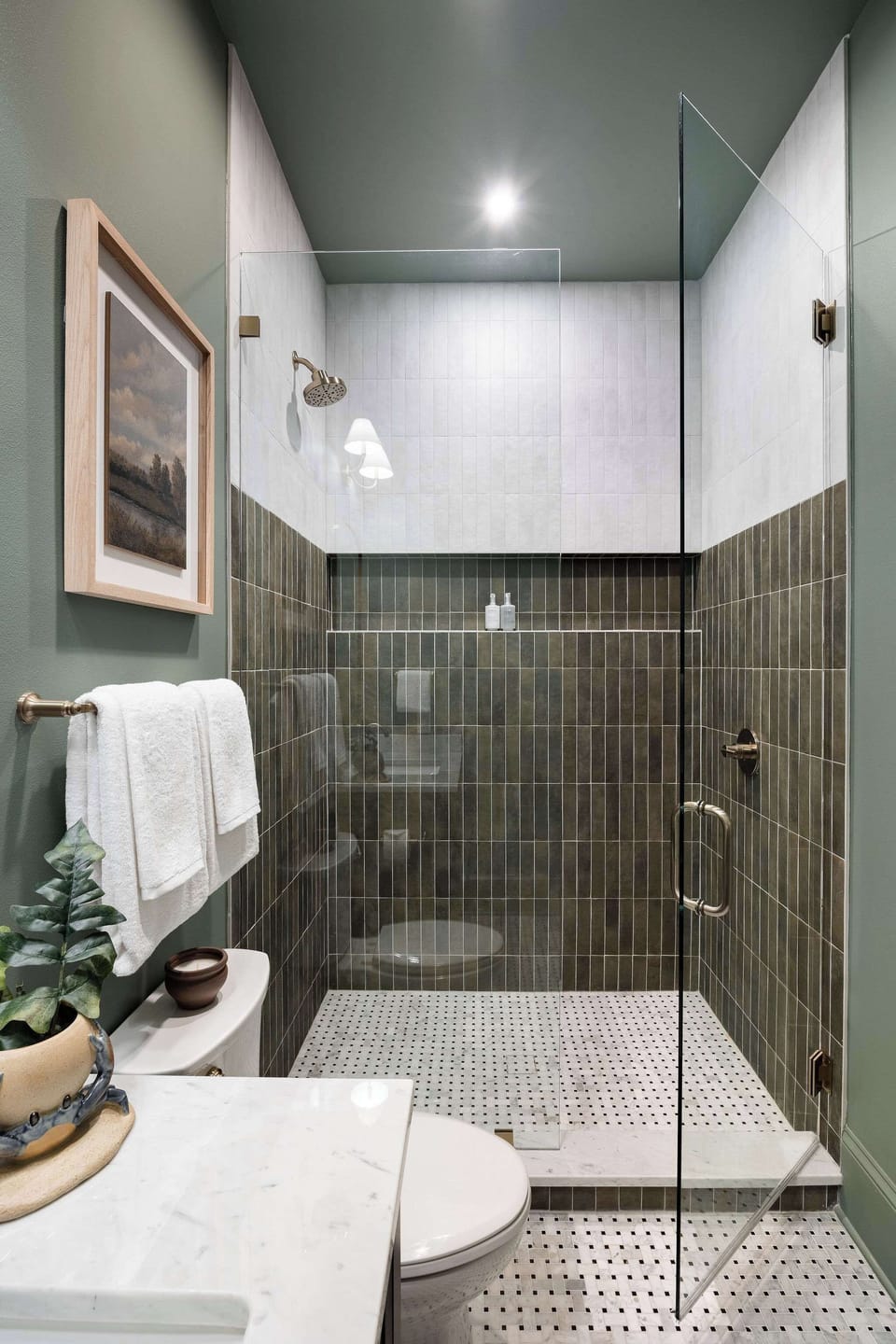 Bathroom 1 | Full Ensuite Bathroom to Bedroom 1 | Dark Tile Walk-In Shower | Second Floor