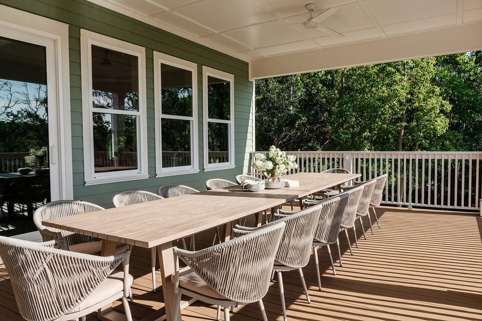 Balcony | Outdoor Dining | Pool & Marsh Views | Second Floor