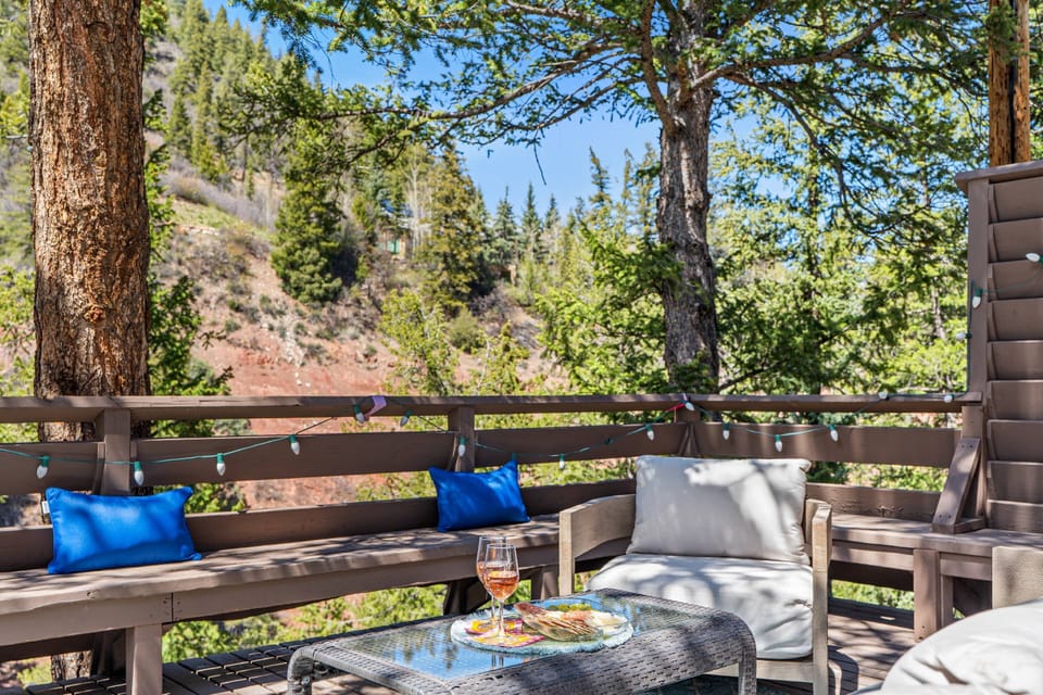 With plenty of seating you and your travel companions can enjoy this beautiful outside space in this vacation rental.