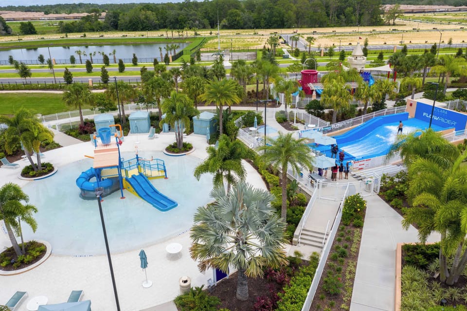 Enjoy resort-style fun at the Solara waterpark-FlowRider surf, kid-friendly splash pad, slides and shaded cabanas surrounded by lush tropical landscaping.
