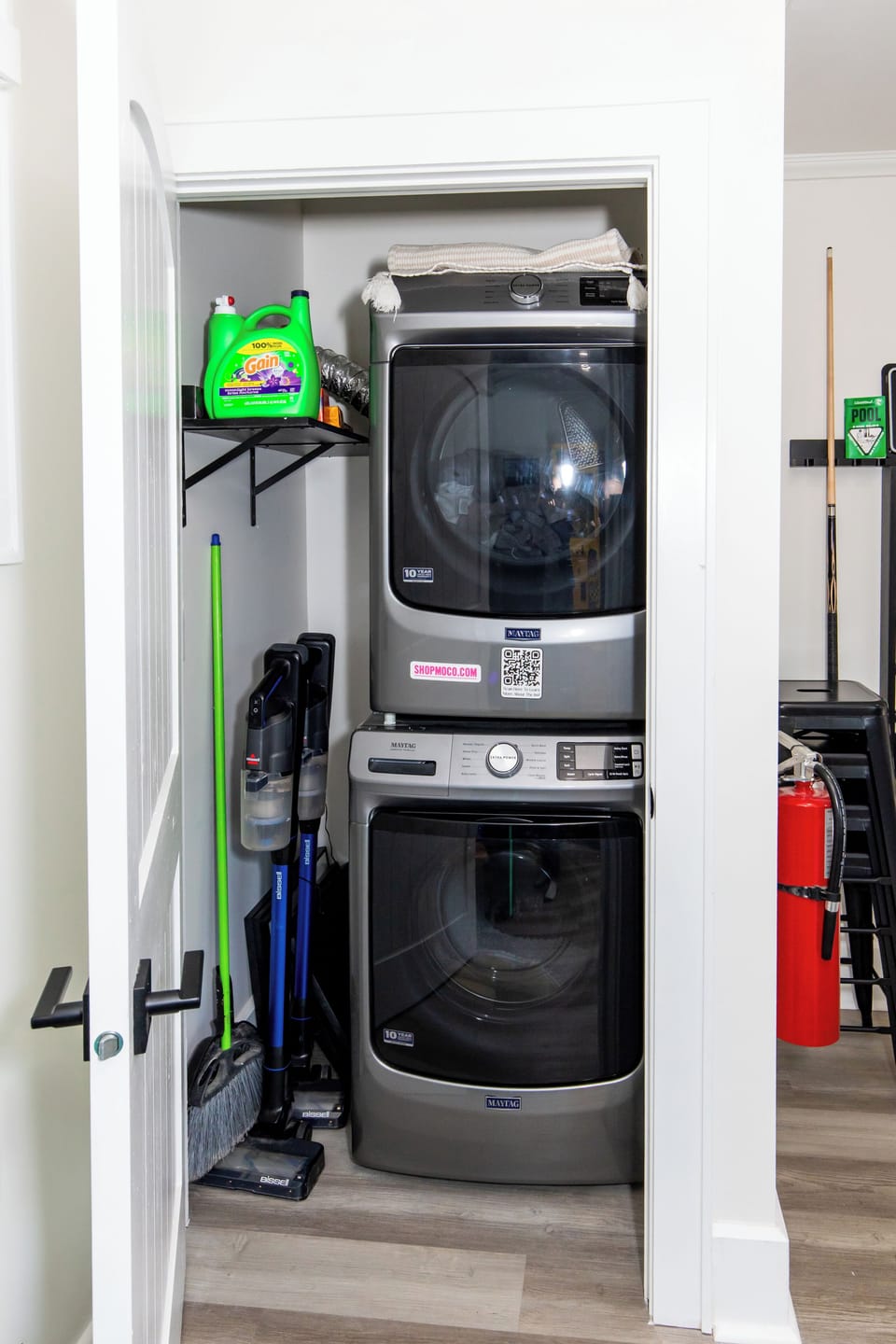 Keep your clothes fresh with convenient in-unit laundry - washer and dryer stacked for your comfort.