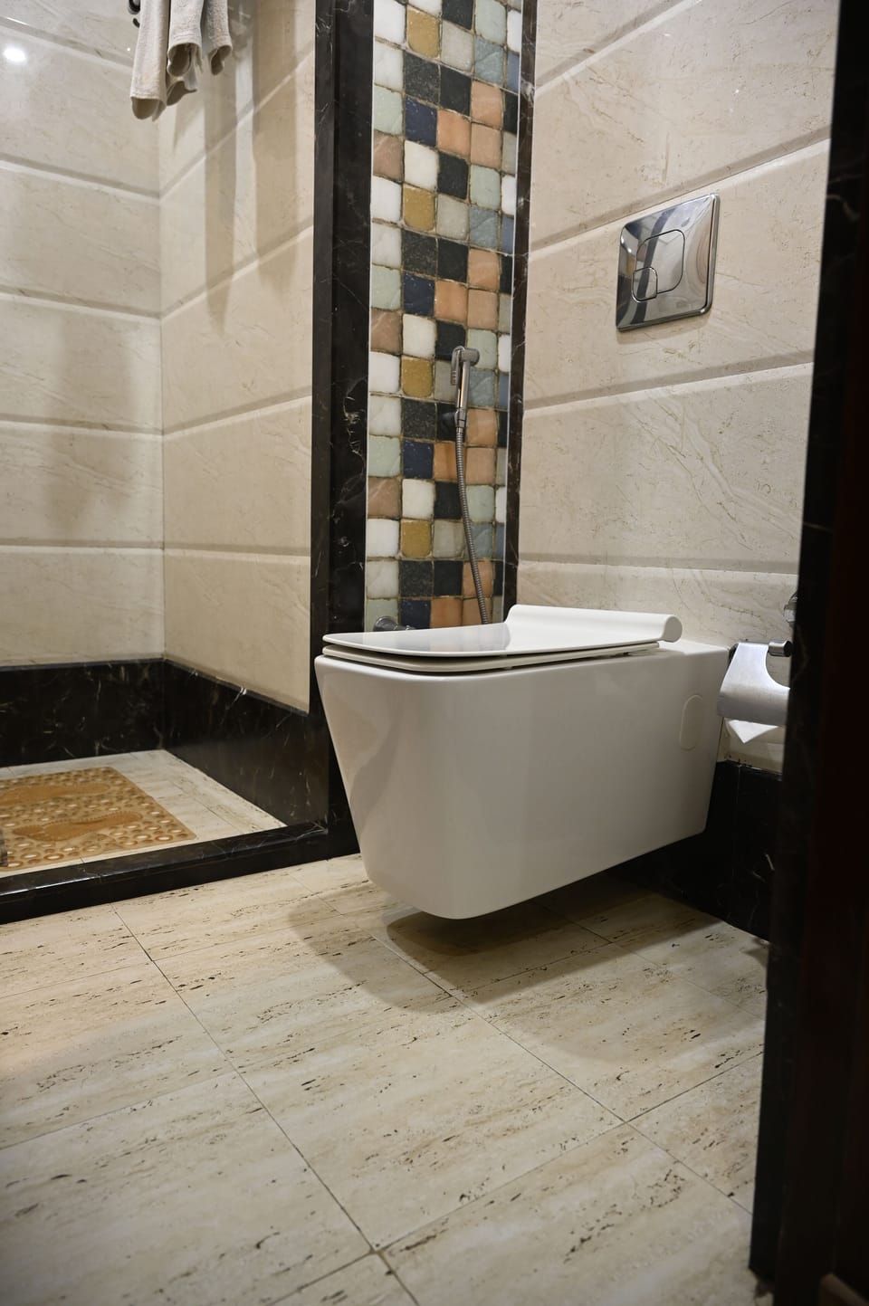 Shower, free toiletries, hair dryer, slippers