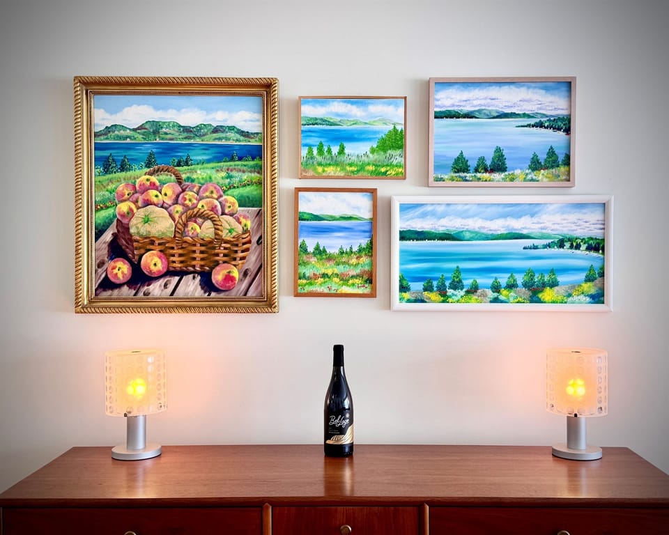 Local artwork adding character and charm to the dining space.