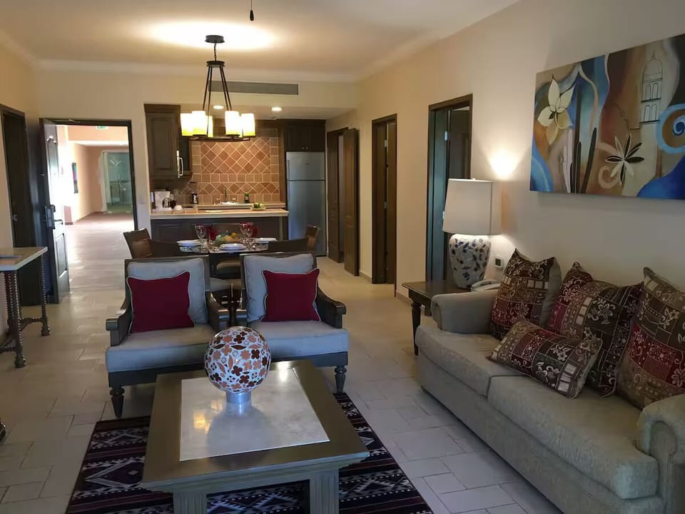 Spacious living area and kitchen