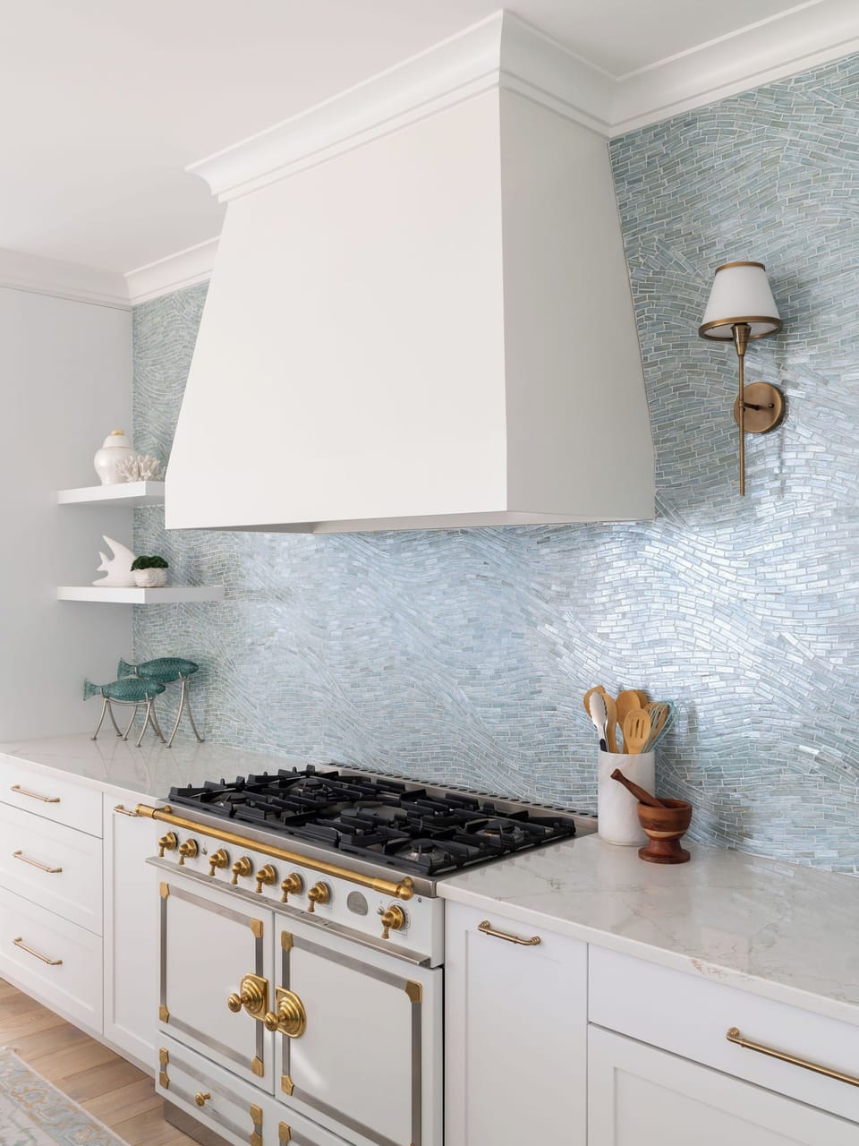 Iconic La Cornue range anchoring the gourmet kitchen