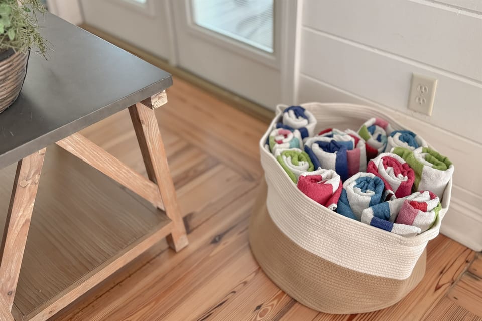 Fresh towels and thoughtful touches provided for a comfortable stay.