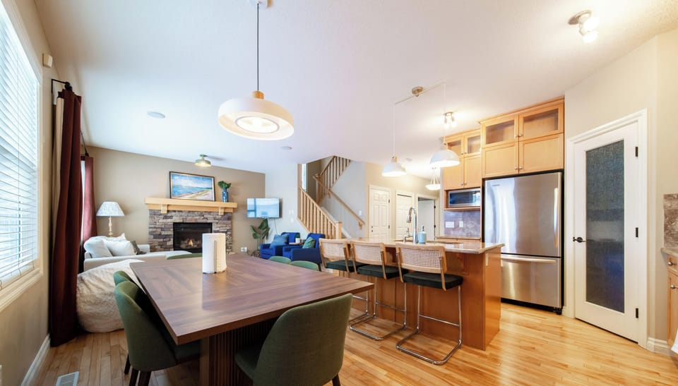 Open dining and kitchen space with island seating—perfect for groups