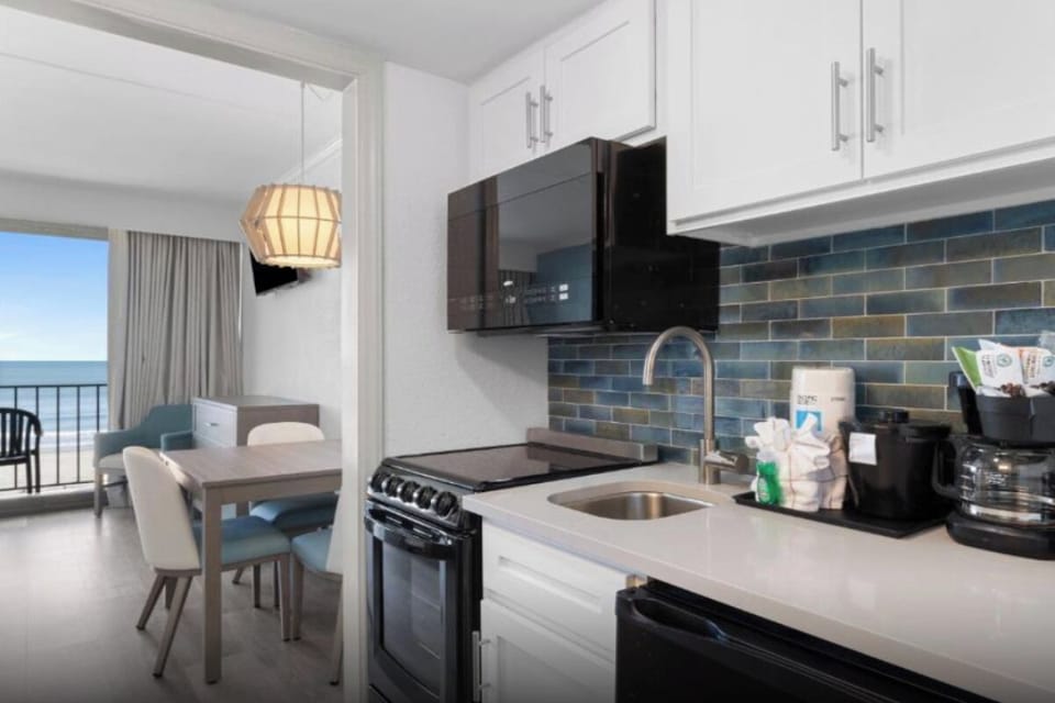 Start mornings with coffee in your bright kitchenette nook.