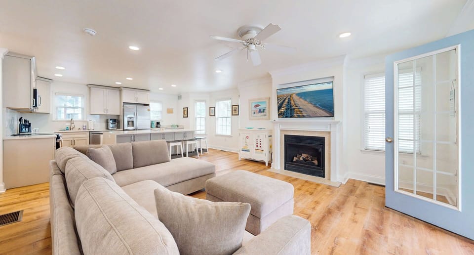 Living room area with ambient lighting