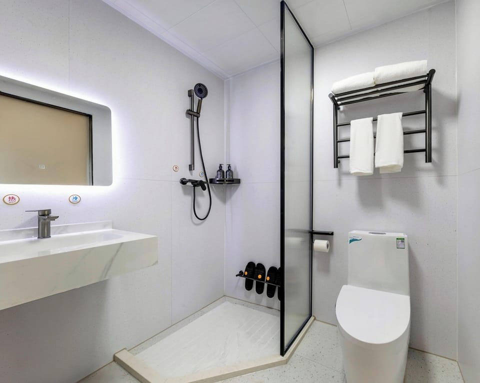 Business Double Room, City View | Bathroom | Shower, free toiletries, hair dryer, slippers