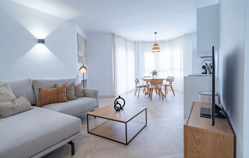 Living, dining and kitchen area