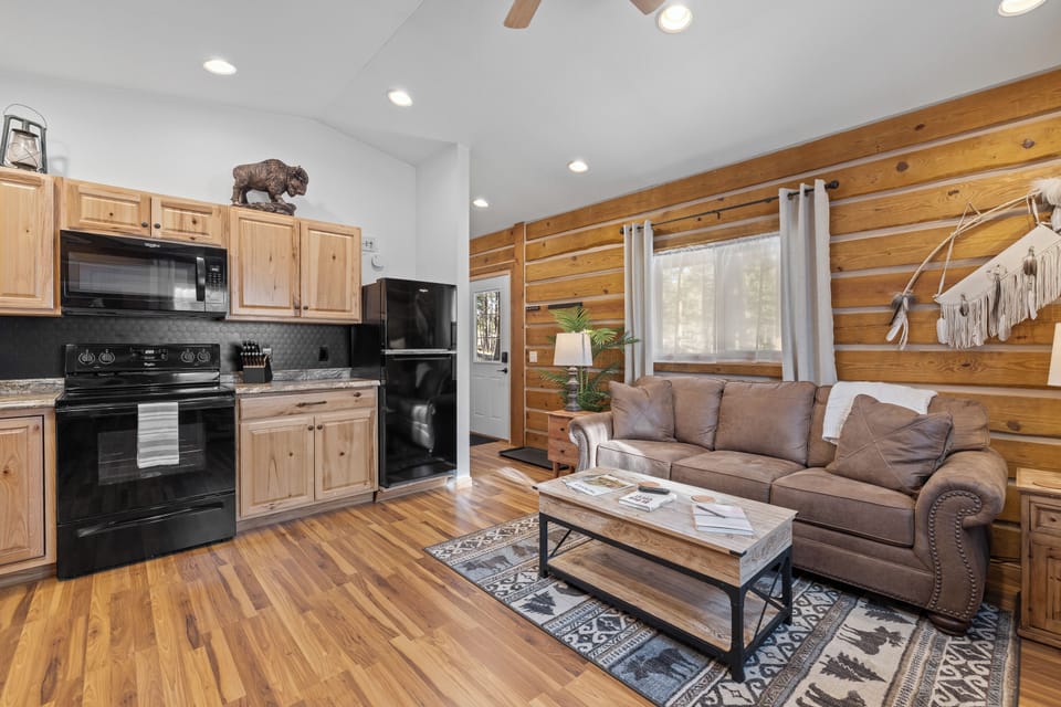A peaceful cabin interior designed for slow mornings, quiet evenings, and total relaxation.