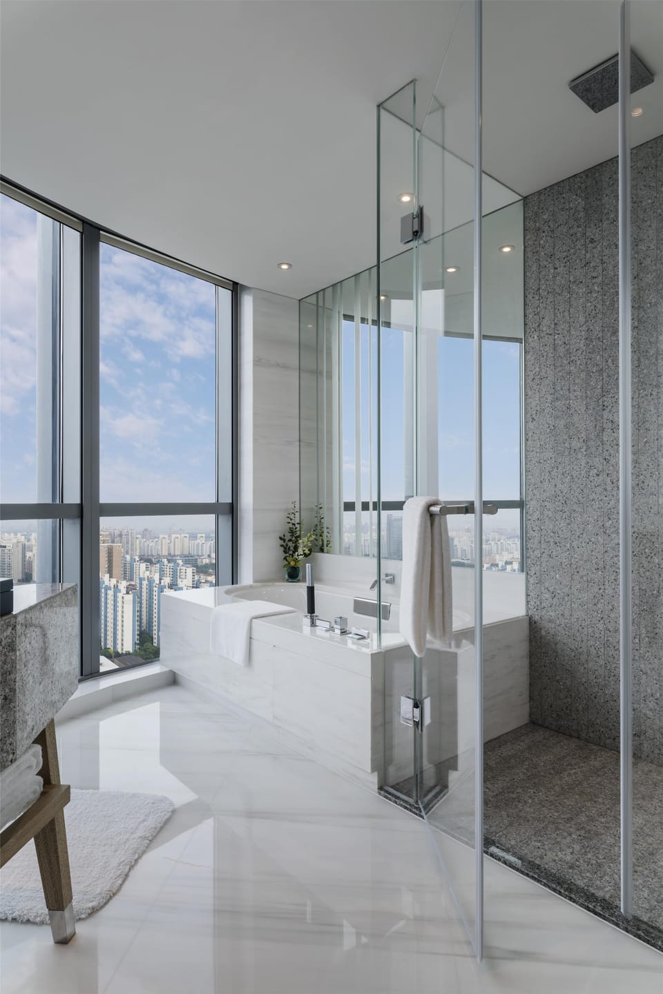Hair dryer, bathrobes, slippers, towels