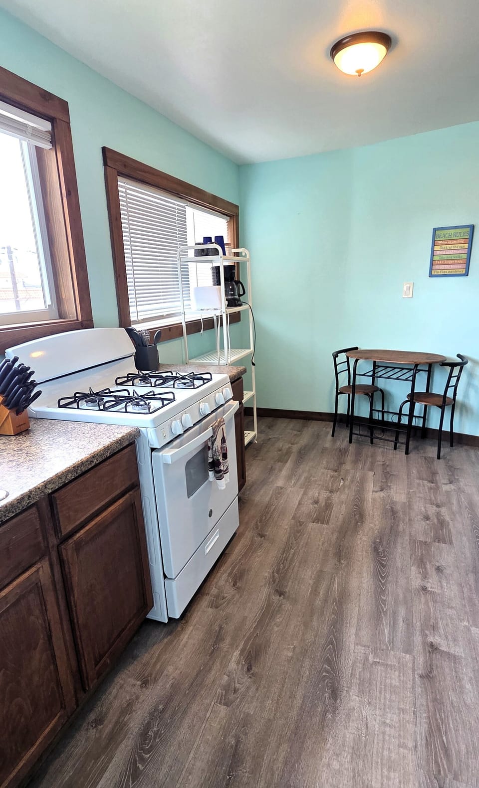 There is also a small dining table that seats two guests
