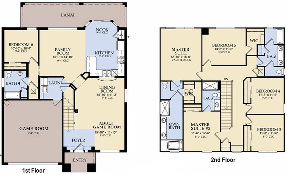 Floor Plan - The Southern Isles (The following bedrooms and bathrooms are labeled per this plan.)