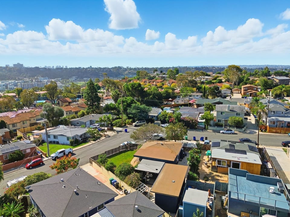 Sweeping neighborhood views under sunny skies