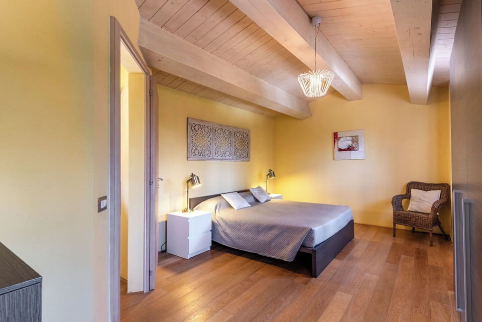 Interior Design, Furniture, Floor, Flooring, Room, Bed, Wood, Ceiling, Bedroom, Lighting