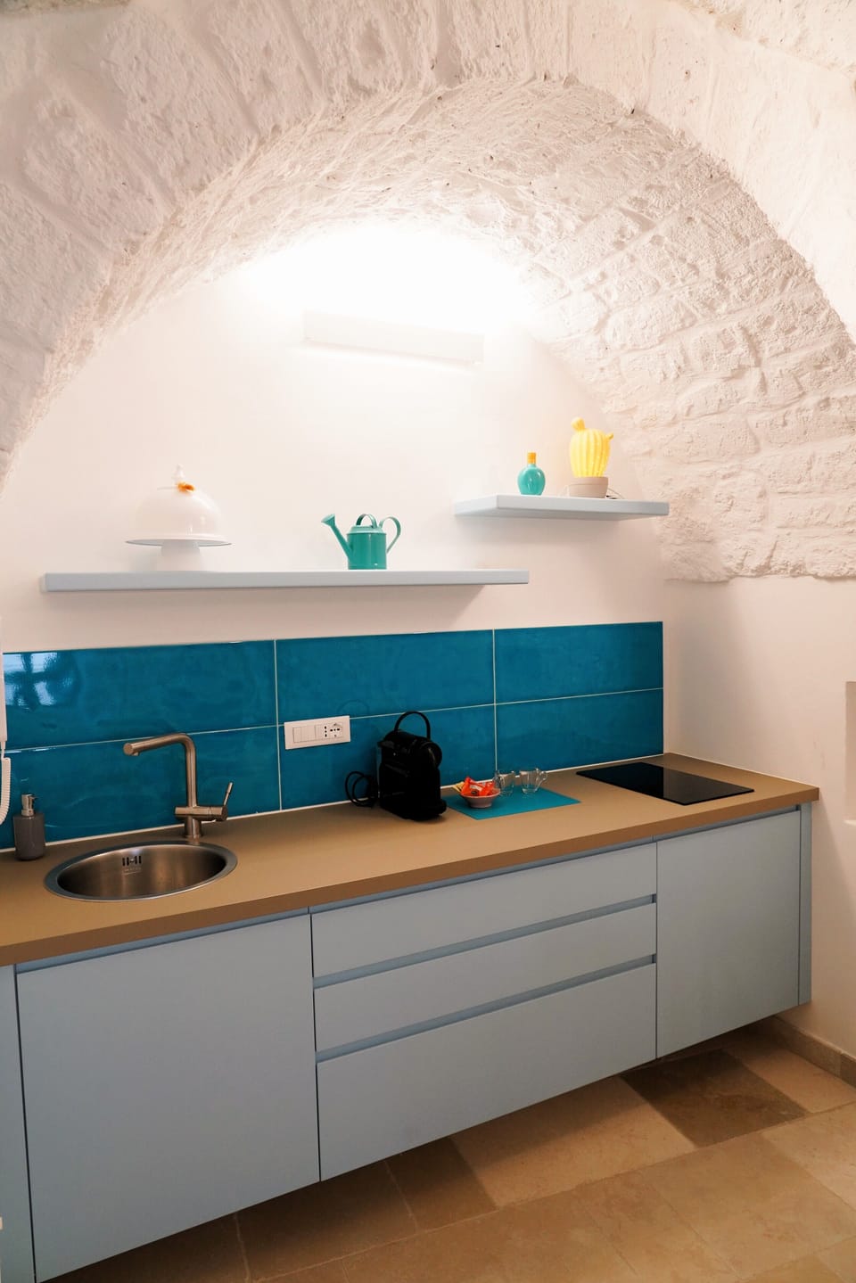 Panoramic House, Sea View | Private kitchen | Fridge, stovetop, highchair, cookware/dishes/utensils