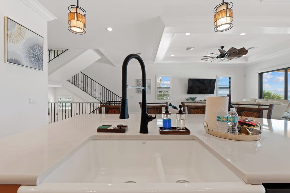 Built in sink in the island.