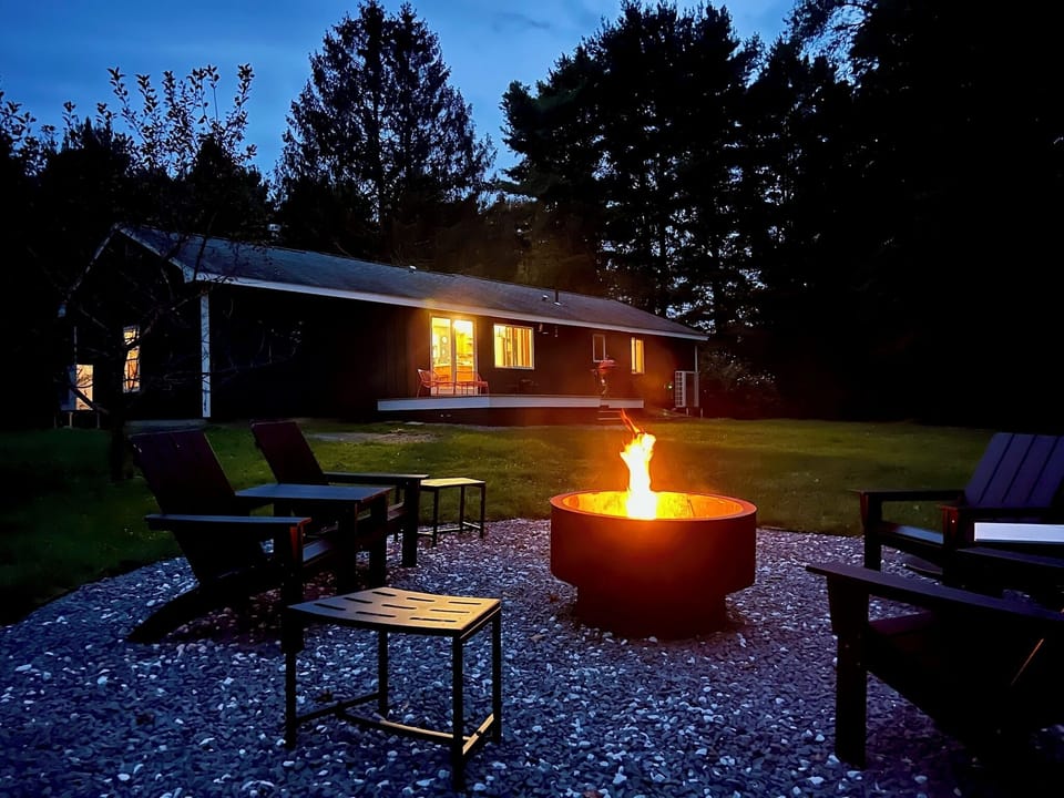 view from backyard firepit