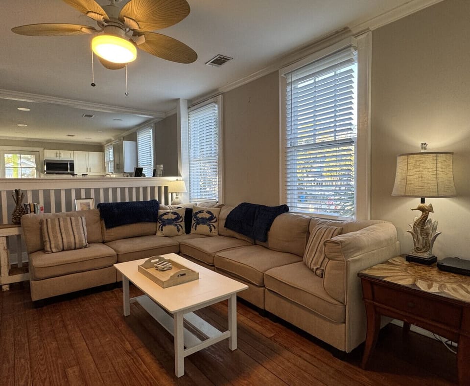 Sea You Soon - upstairs living room, lots of seating and large smart TV.