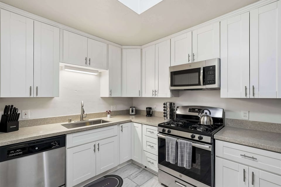 Spacious kitchen with ample counter space for cooking