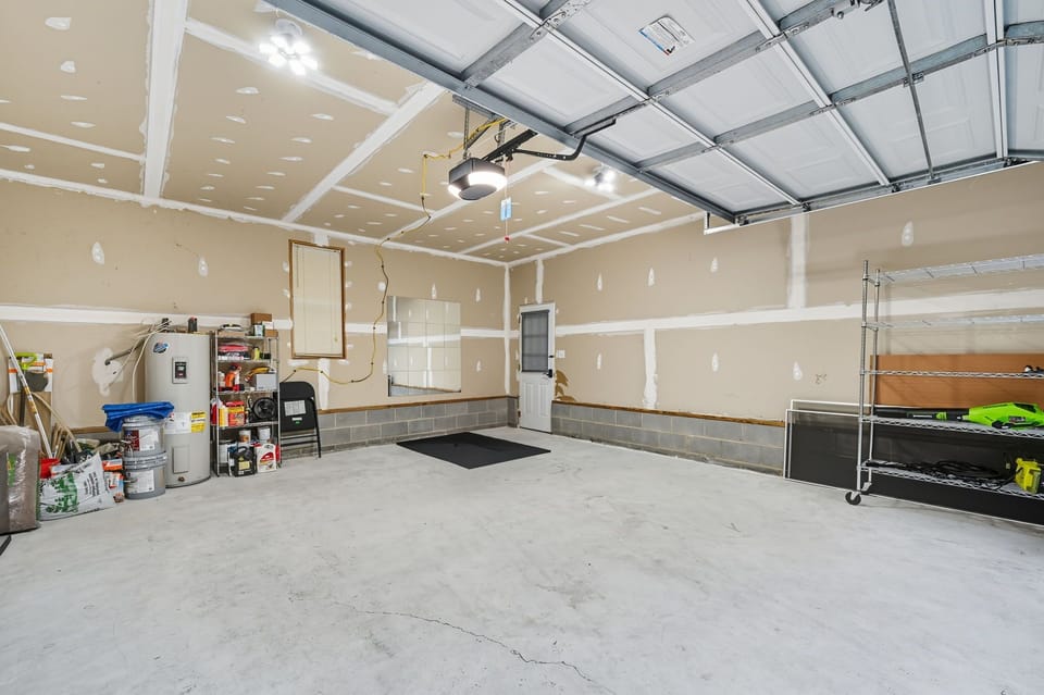 Private garage gym helps maintain routines during extended stays.