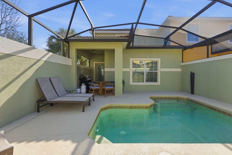 Private pool with loungers